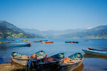 Boats on the lake, Pokhara, Nepal, 2009