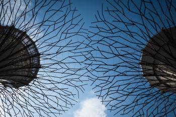 Two supertrees against the blue sky