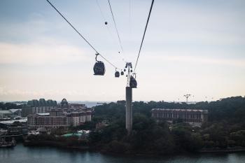 On the cable cars to Sentosa