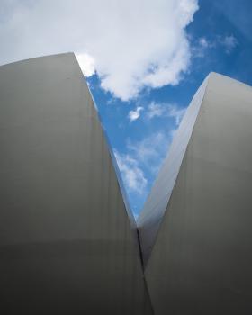 The ArtScience museum with the sky in the background