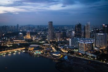 The city at night from Marina Bay Sands