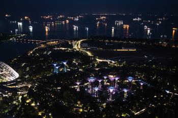 The city at night from Marina Bay Sands